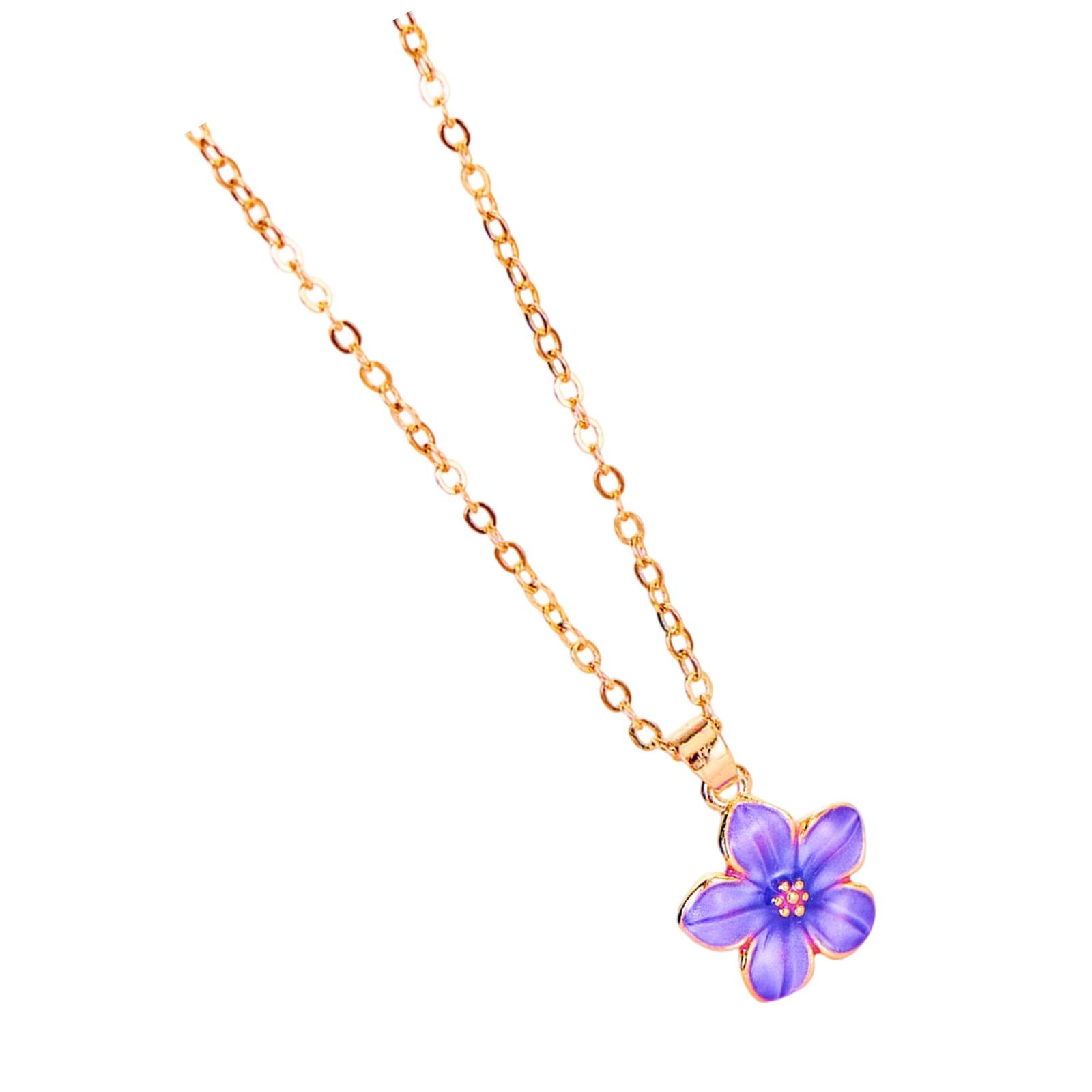 

Stylish Cherry Flower Pendant Necklace Multifuntional Neck Jewelry Alloy Texture Suitable for Everyday Wear and Parties фиолетовый