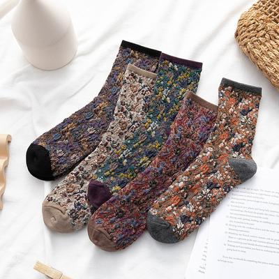 Žiemos šiltos gėlės Vintažinės kojinės Moteriškos Korėjos Ins Mada Kawaii Harajuku Mori Mergaičių kojinės Skarpetki Kobieta Femme Chaussettes