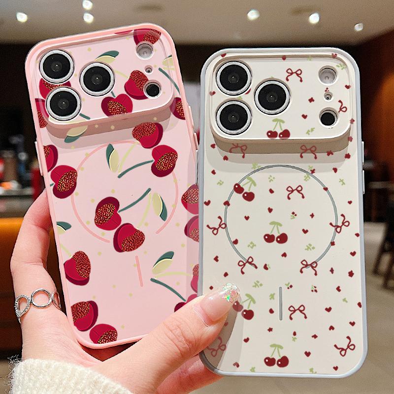 Watermelon Cherry Fruits Pattern Case For iPhone 17 Pro Max Magnetic For Magsafe Hybrid Slim Matte Cover For iPhone 16 15 14 13 Pro Max