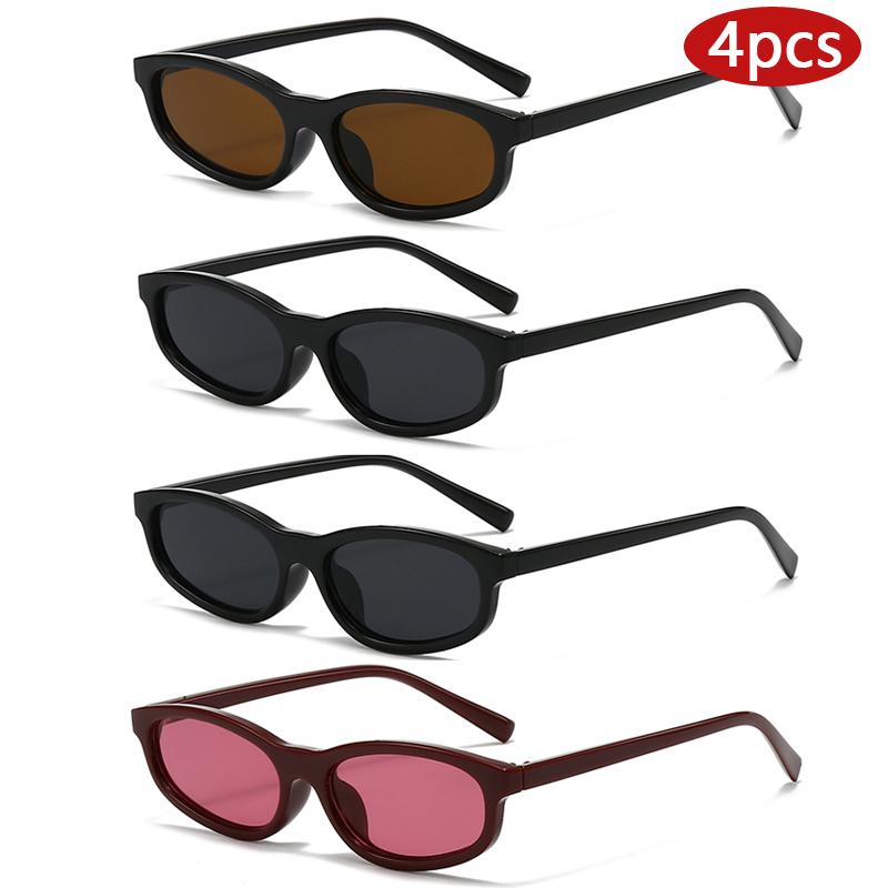 

4pcs Fashion Small-Frame Oval Simple Sunglasses for Women Brand Designer Eyewear Daily Versatile Sunshade Sun Glasses Female