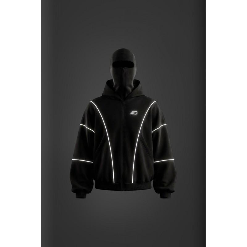 Unisex Oversized Kapuzen-Balaklava-Stil Sweatshirt Mit Reflektierenden Streifen Lässige Streetwear Herbstjacke