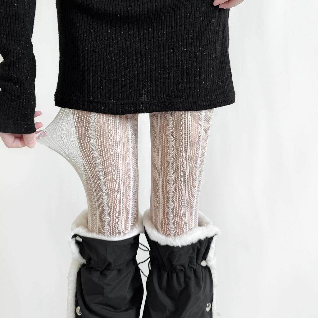 Women Retro Twist Striped Argyle Fishnet Pantyhose Women Gray Lace Sheer Slim Fit Tights Spring Autumn Daily Wear