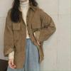 Women's Retro Corduroy Jacket - Korean Style, Loose Fit, Long-Sleeved, Perfect for Spring and Autumn.
