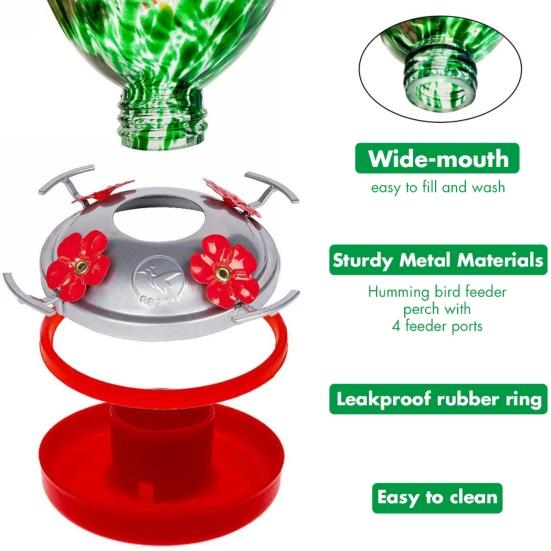 Paint Glass S Hook Hanging Feeding Port Hummingbird Feeder with Perch
