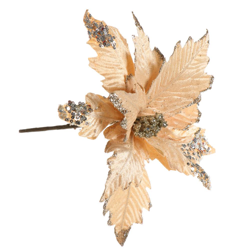 Beautiful Handmade Fake Flower DIY Christmas Tree Flowers Poinsettia Glitter Ornament Artificial Decor Party Supplies