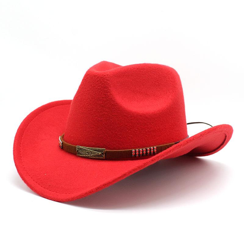Woolen Jazz Hat Metal Belt Cowboy Hat Roller Hat Men'S And Women'S Western Cowboy Gift Hat
