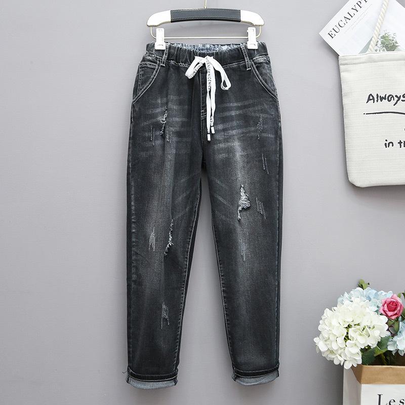 Women's Plus Size High Waist Cropped Harem Jeans - Extra Large Fit