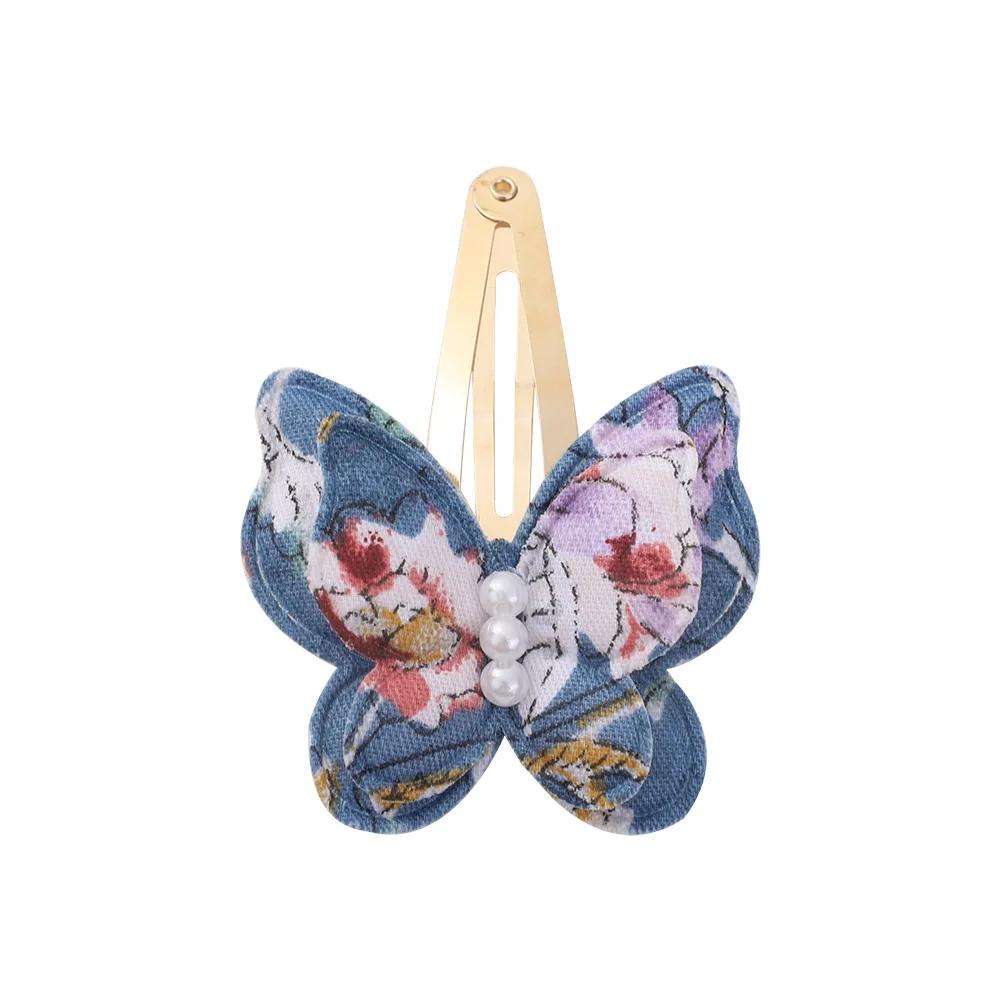 

40 стильных заколок для волос в виде бабочек, заколка для волос из сплава с принтом, заколка для волос с бантом в виде жемчуга, детские челки, корейские аксессуары своими руками