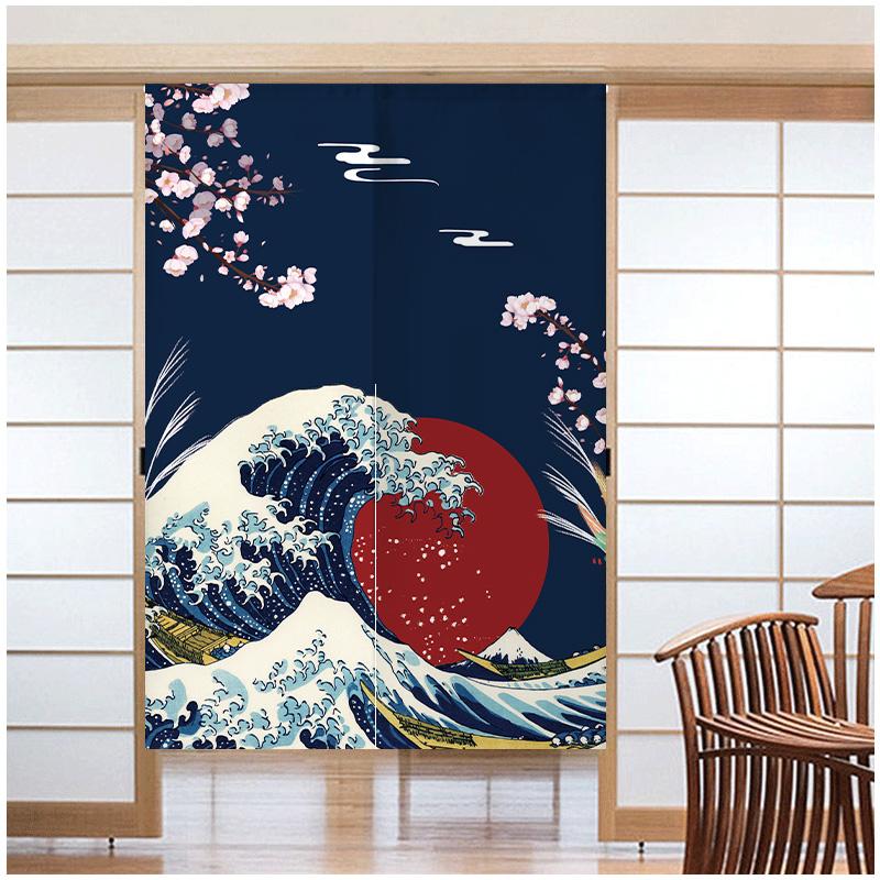 Japanese Sushi Door Curtain Partition Kitchen Doorway Decorative Drapes Cafe Restaurant Entrance Noren Half-Curtain