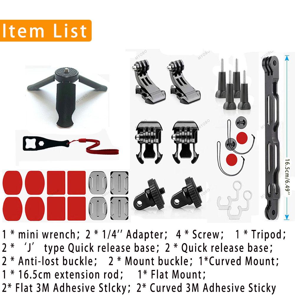 

Комплект креплений для экшн-камеры мотоцикла для аксессуаров GoPro & Insta360, гибкий клейкий держатель на шлем, крепление-зажим на руль, штатив