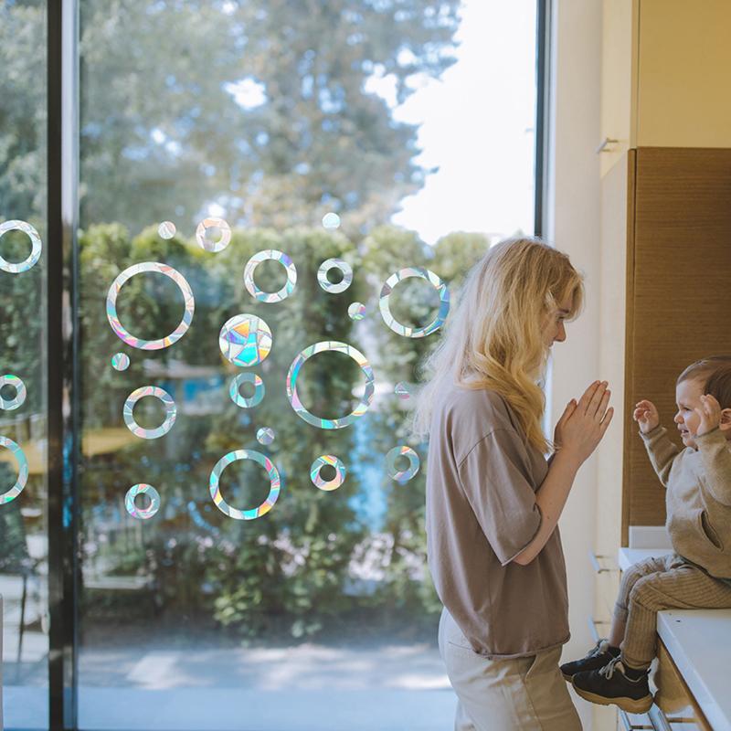 

3D Веселковий Ефект Наклейки на Вікна Зірка Байюнь Метелик Декор Скляні Наклейки 9