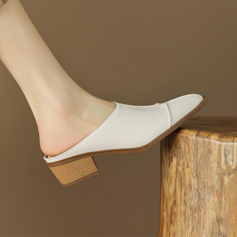 Women Slippers Chunky Mules Shoes Summer Mid Heels Sandals New Fashion Slingback Flip Flops Casual Shoes Dress Pumps Slides