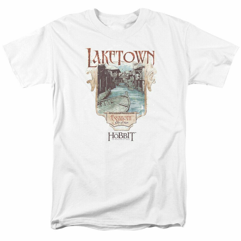 The Hobbit Laketown T Shirt Mens Licensed Fantasy Movie Tee Bilbo White M