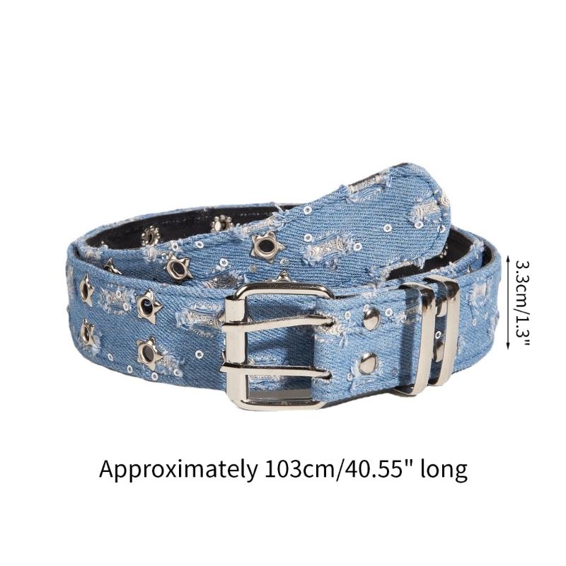 All-match Ladies Waist Belt Distressed Waist Straps Elegant Belt Washed Denim