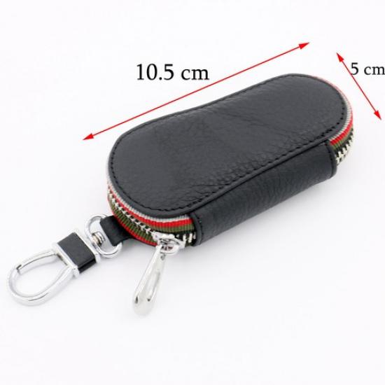 Universal Car Remote Zipper Key Holder Bags Cases Cover Chain Smart PU Leather