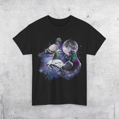 Genz Taube Mond T-Shirt Vintage Stil Baumwolle Vintage Gewaschen Unisex Designer Kleidung Homme Grafik Leicht Streetwear Mode