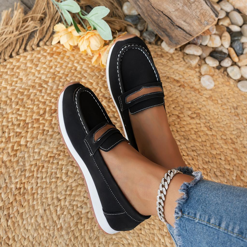 Fashion Casual Vintage Women's Shoes 2025 New Round Top Solid Color Flat Heel Polyurethane Sole Rubber Upper Plus Size Single Shoe