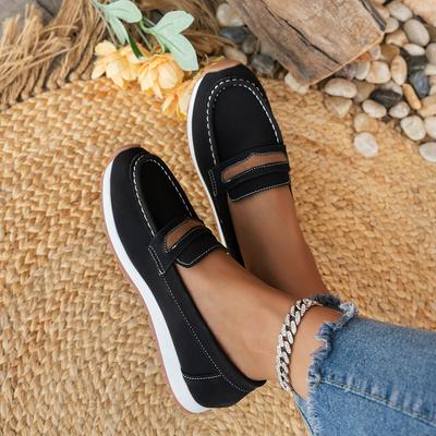 Casual Vintage Women's Shoes 2025 New Round Top Solid Color Flat Heel Polyurethane Sole Rubber Upper Plus Size Single Shoe