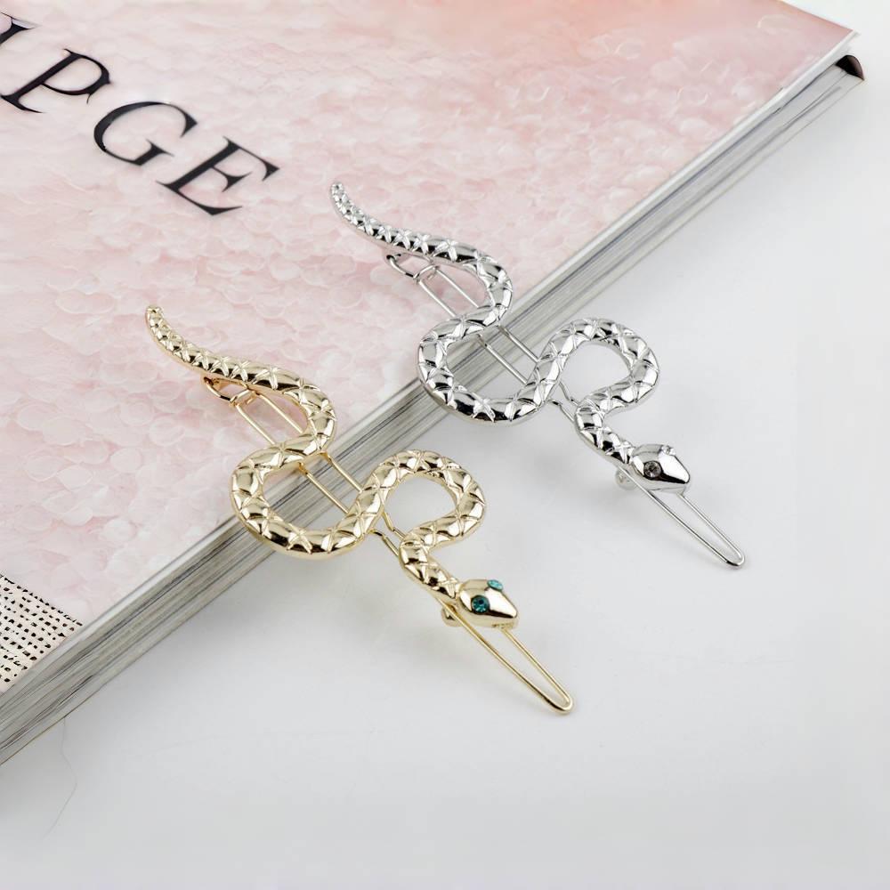 European & American Snake-Shaped Hairpins: Cool, Retro Dark Niche Hair Accessories for Side Bangs.