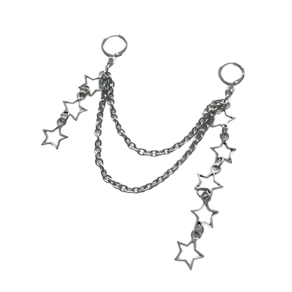 Women Star Tassels Earring Pentagrams Pendant Ear Rings Jewelry Five Pointed Star Earwear Stylish Party Accessory