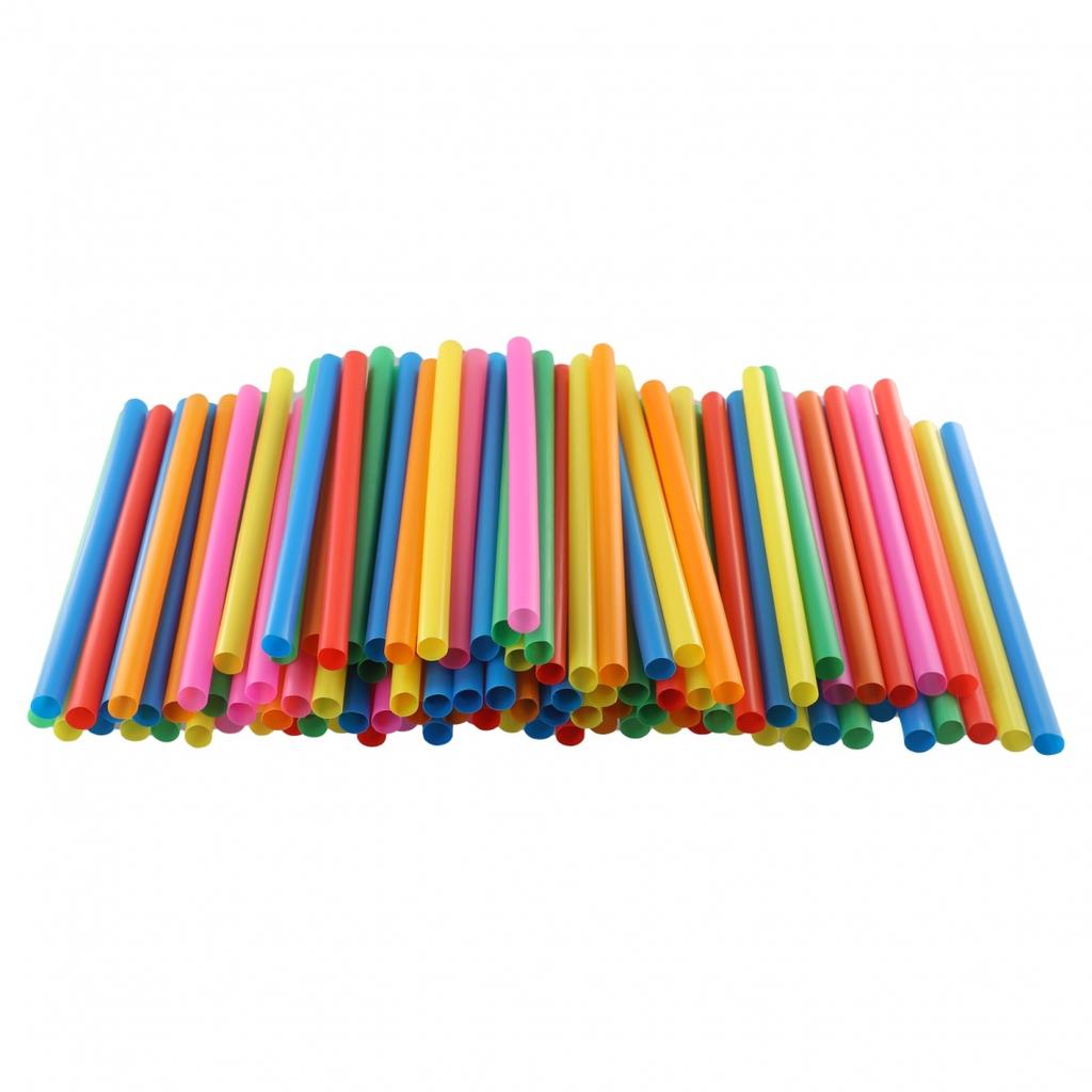 Colorful Straws Drinking Smoothie Flat End Multi Color Oversized