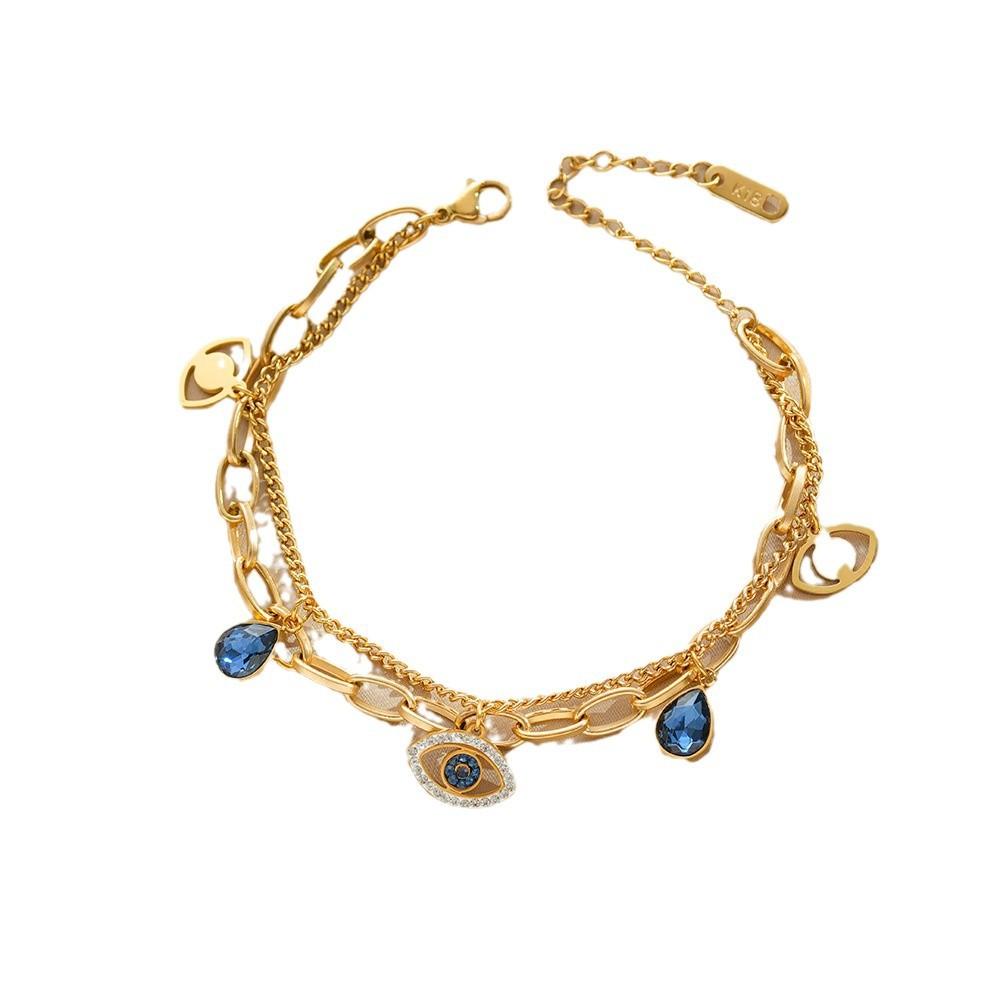 Simple And Stylish Titanium Steel Evil Eye Bracelet Fashion Jewelry Hypoallergenic And Fade Resistant
