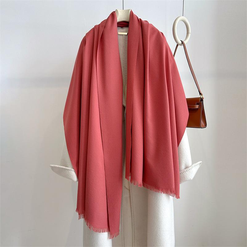 Luxury Winter Cashmere Scarf Women Solid Handkerchief Warm Pashmina Female Shawl Tassel Wrap Soft Pareo Bufanda Scarves Stole