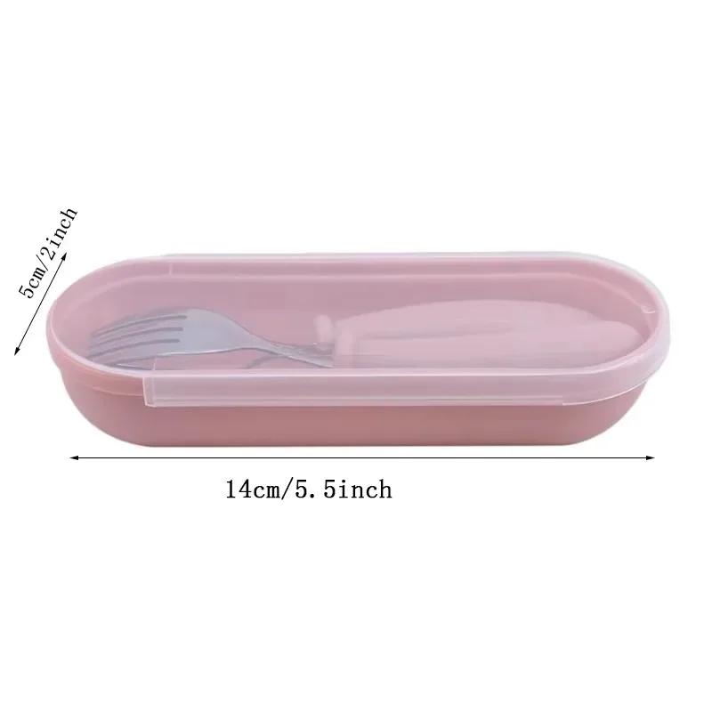 3 Pcs Spoon and Fork Case Cartoon Portable Table Utensils Round Handle Spoon and Fork Case