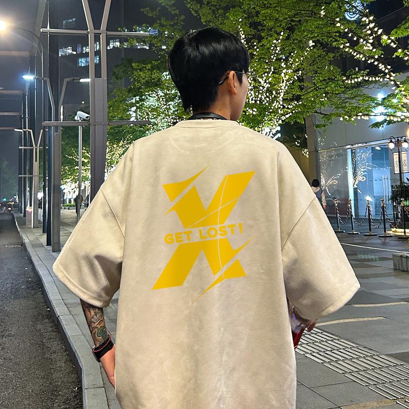 

Мужская футболка больших размеров из тяжелой замши с коротким рукавом в стиле ретро - Коллекция Лето 2024 Medium