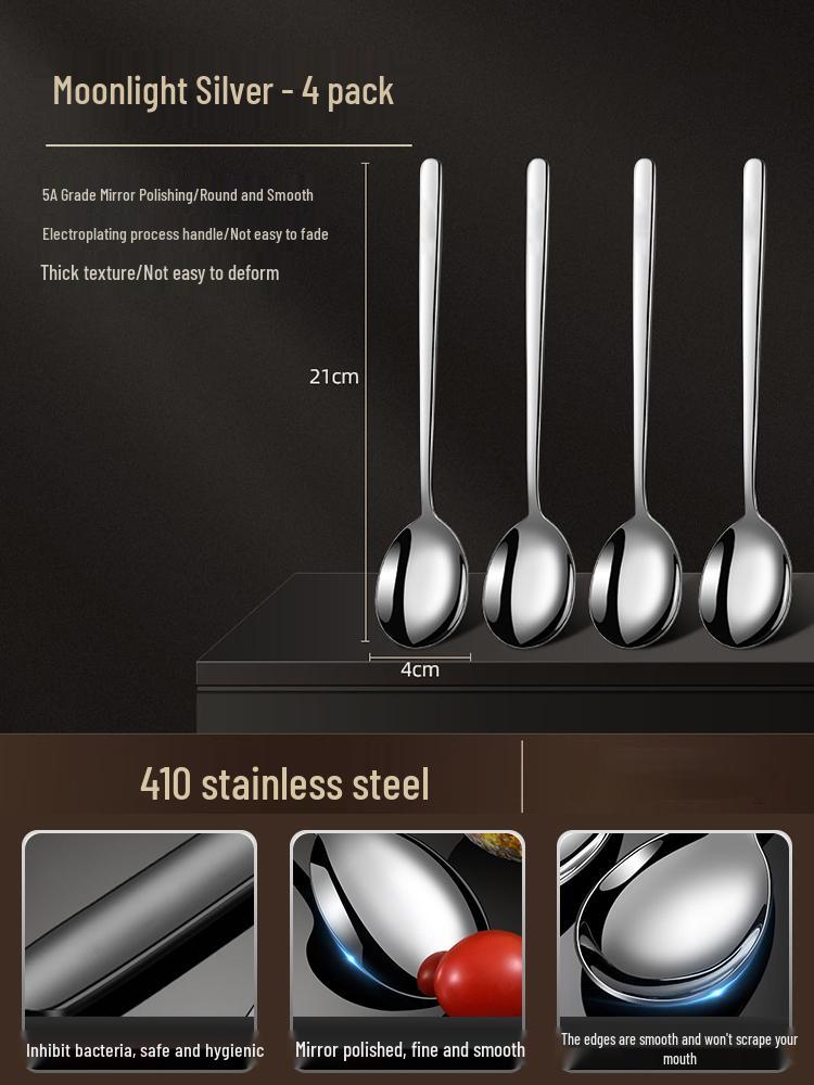 Korean Style Stainless Steel Long Handle Soup & Stirring Spoon