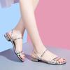 Two wear high-end sandals for women's summer wear 2025 new Korean version of versatile fashion women's low-heeled large-size rhinestone sandals