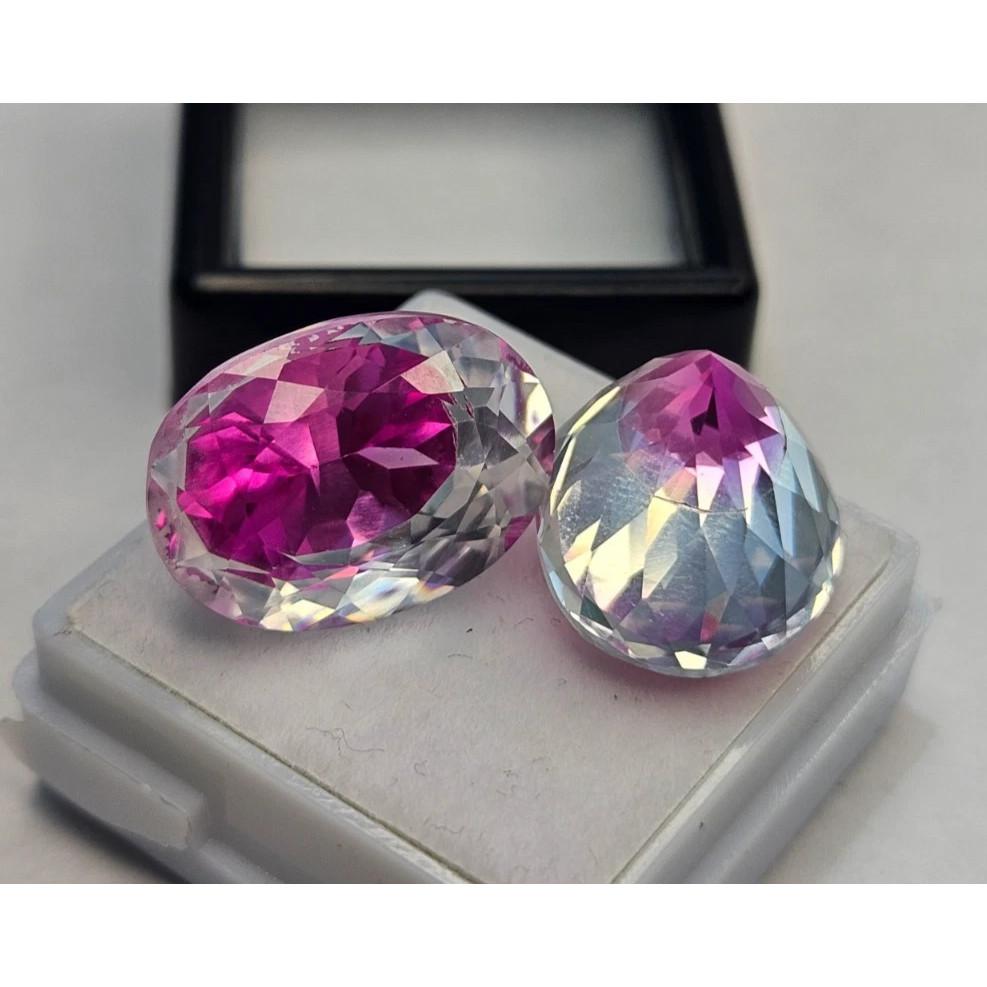 Natural Pitambari Sapphire Oval Cut 35-36 Ct Pair Fabulous Certified Gemstone