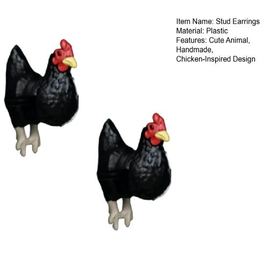 Chicken Stud Earrings Handmade Farm Animal Jewelry Farmhouse Style Chicken Earrings Gifts for Chicken Lovers