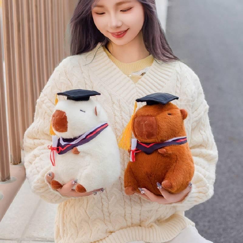 Capybara Doctor Student Plush Toy Stuffed Doll Graduation Gift Decoration 23cm