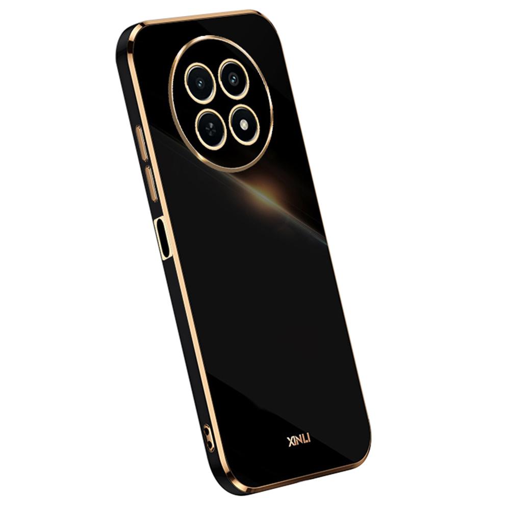 

XINLI For Realme 12 5G/12x 5G Case Electroplating Design TPU Anti-Scratch Phone Cover Black