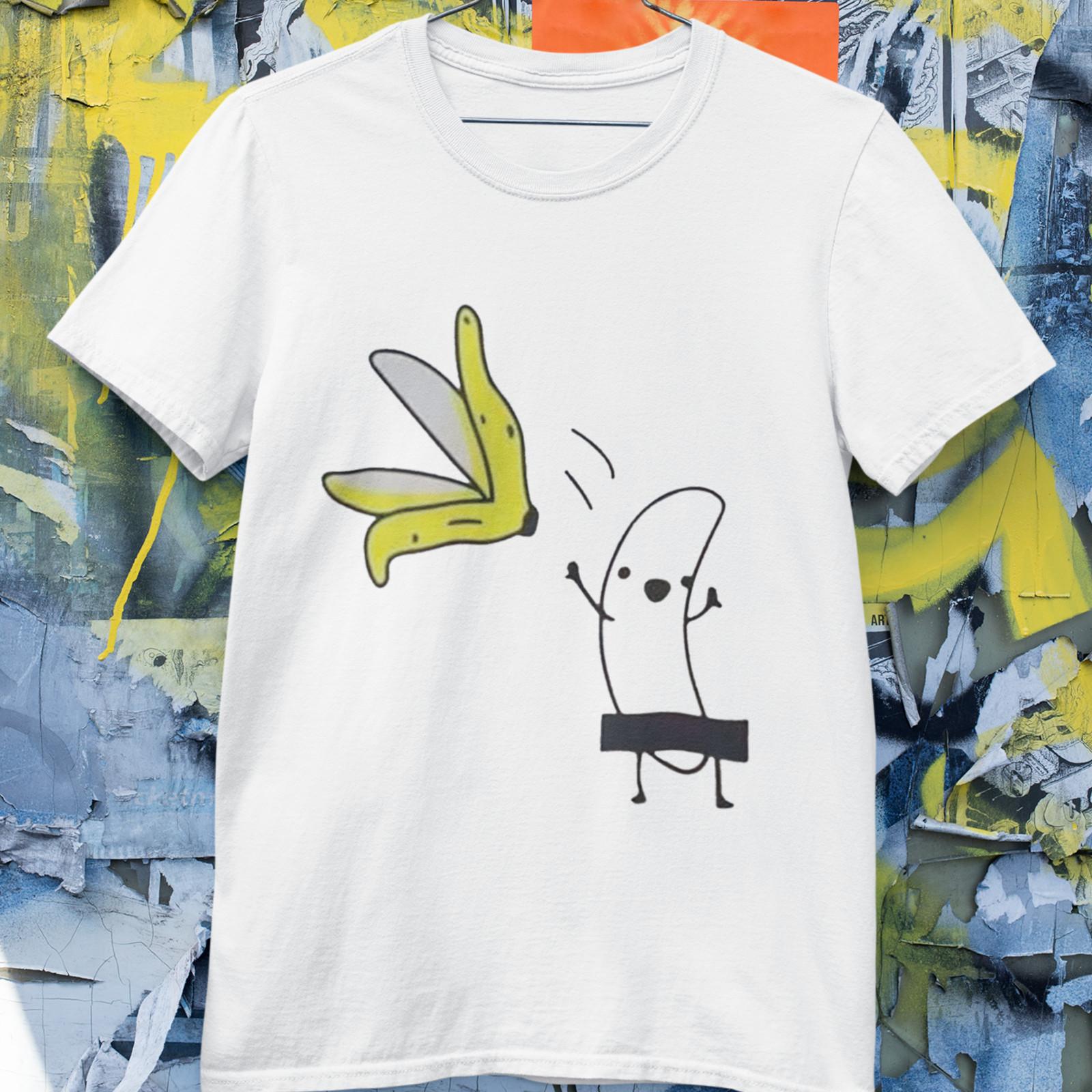 Funny Banana Peel Slip Cartoon Graphic T Shirt Novelty Humor Tee XL