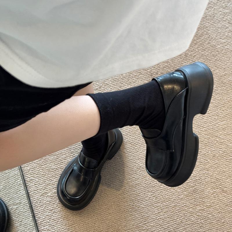Platform loafers women's 2025 autumn and winter new models with skirts, one pedal, small leather shoes, British style JK uniform single shoes women