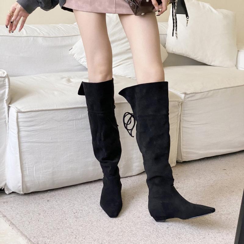 

New lacquered boots long boots women s 2025 autumn and winter versatile thin thick heel pointed high boots long boots high heel boots 40 коричневий