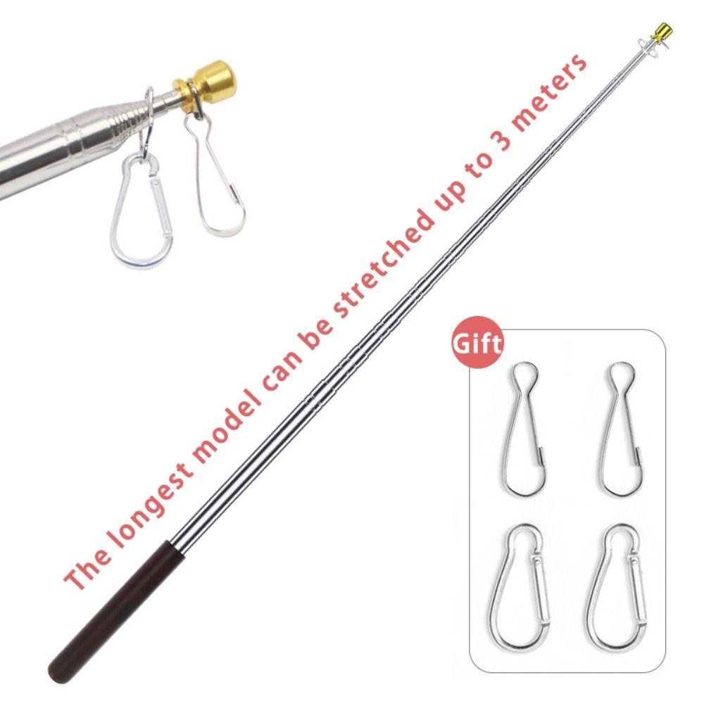 Stainless Steel Rod Flagpole Solid Wood Handle Teaching Stick Portable Teaching Pointer  Outdoor
