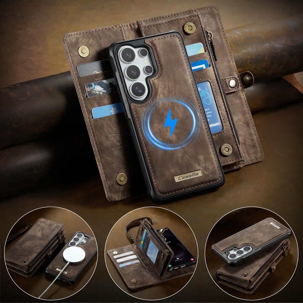 S26 S26Plus S26Ultra, Caseme-008 Multifunction Removeable Magnetic Card Bag Wallet Case for Samsung Galaxy S26 S26 Plus S26 Ultra