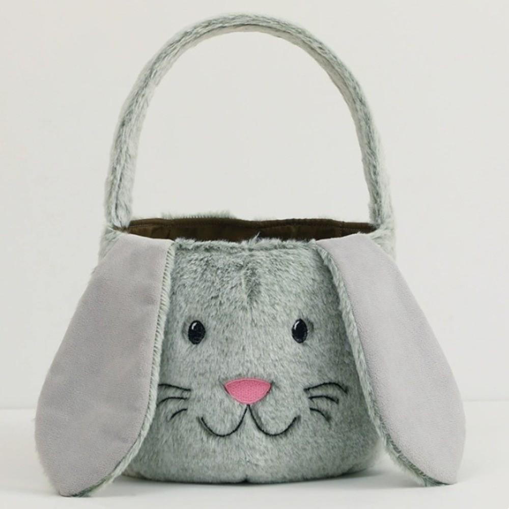Bunny Easter Basket Long Ear Easter Bucket Candy Gift Bag Plush Basket  Kids Gift