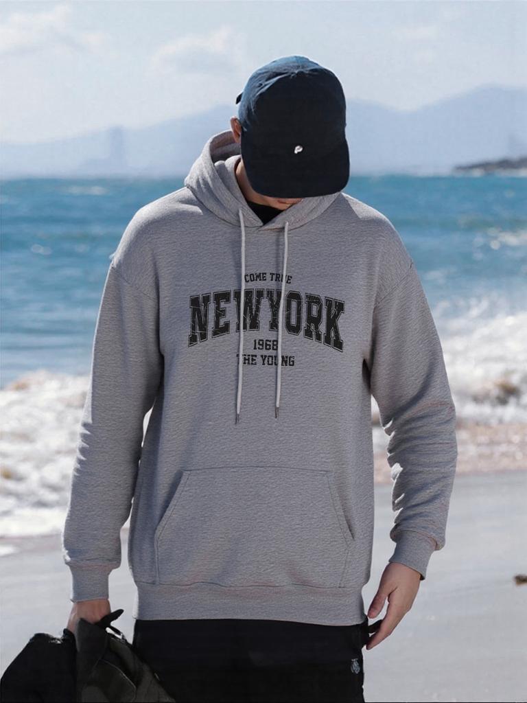 Come Ture New York City Letter Printing Men Hoodies Pocket Fleece Sportswear Loose Hip Hop Hoodie Autumn Comfortable Pullovers