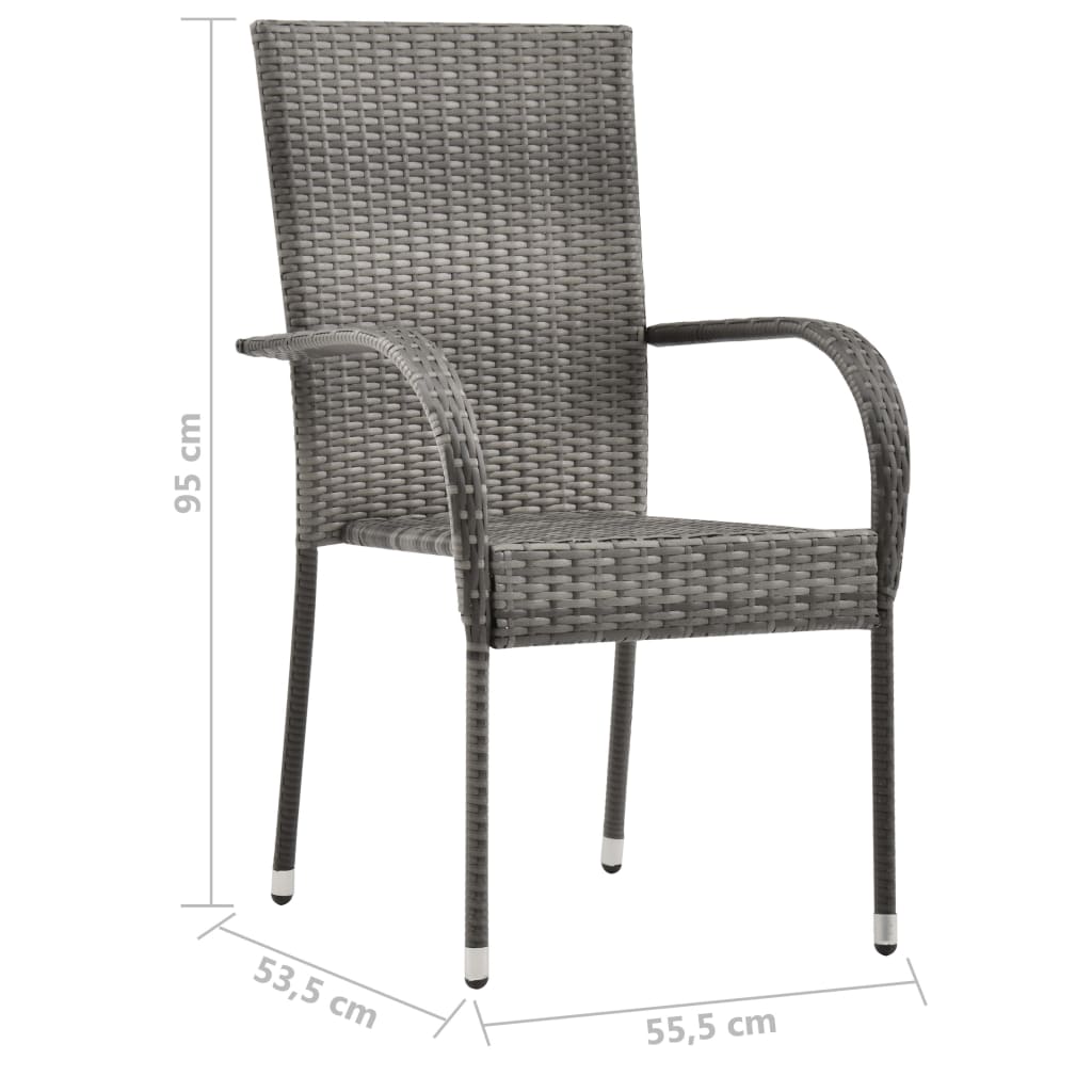 7 Piece Garden Dining Set Grey Poly Rattan