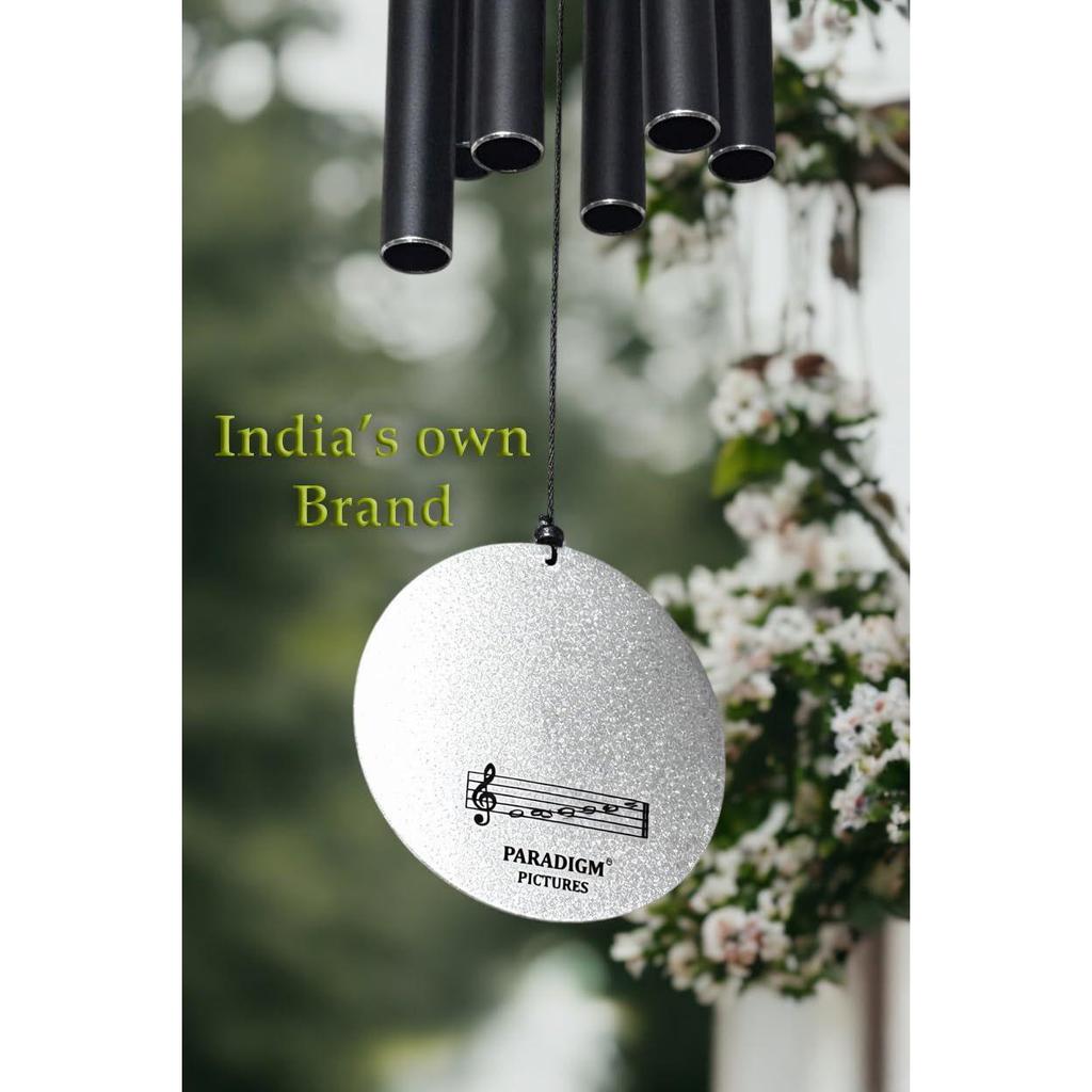 30.5 inch Big Wind Chimes for Home Balcony Positive Energy- Positive Energy Items (Black 6 Pipe Wind Chime) (Silver Black)