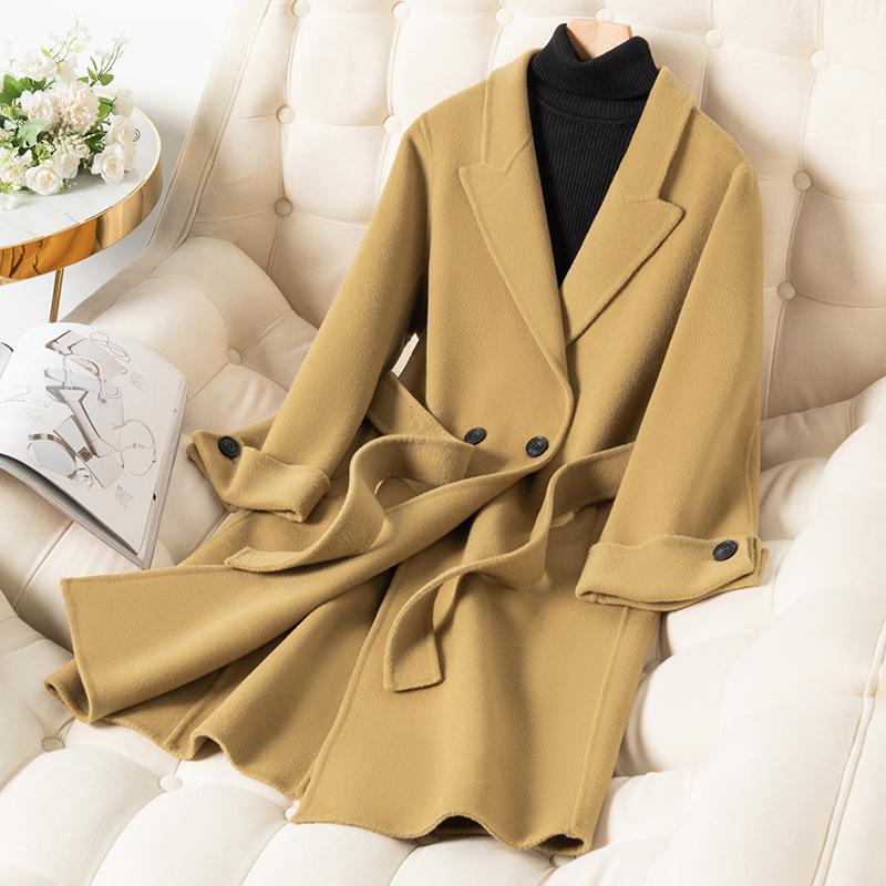 

Осень и Зима Новое Пальто Атмосферное Длинное Кашемировое Пальто Высококлассное Универсальное Пальто XL верблюд