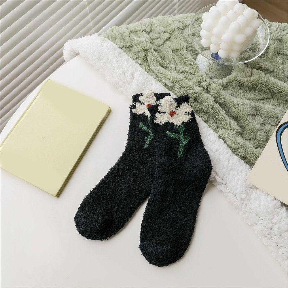6Pairs Thickened Floor Plush Socks Winter Warm Socks Women Sweet Coral Fleece Socks  For Female Men