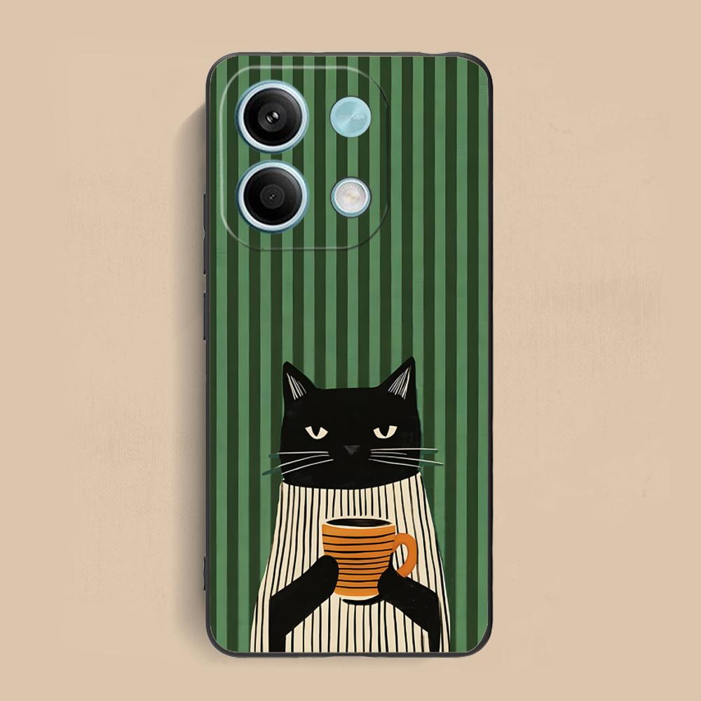 

Cute Coffee Cat Matte TPU Mobile Phone Case for Xiaomi Redmi Note 14 13 12 11 S Pro Plus 4G 5G Colorful Printing Cover Redmi Note 11S 4G
