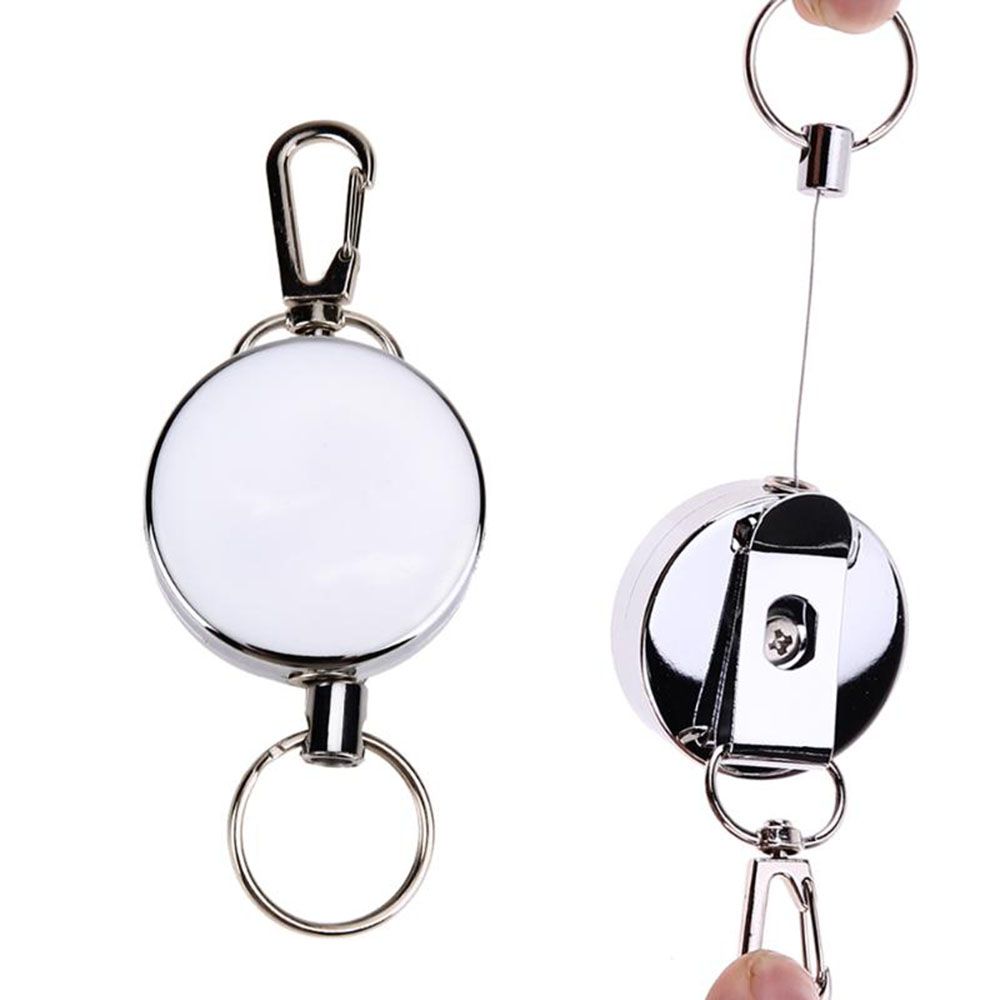Retractable Elastic Keychain Metal Badge Reel Safety Key Buckle Burglar Trinket ID Card Holder