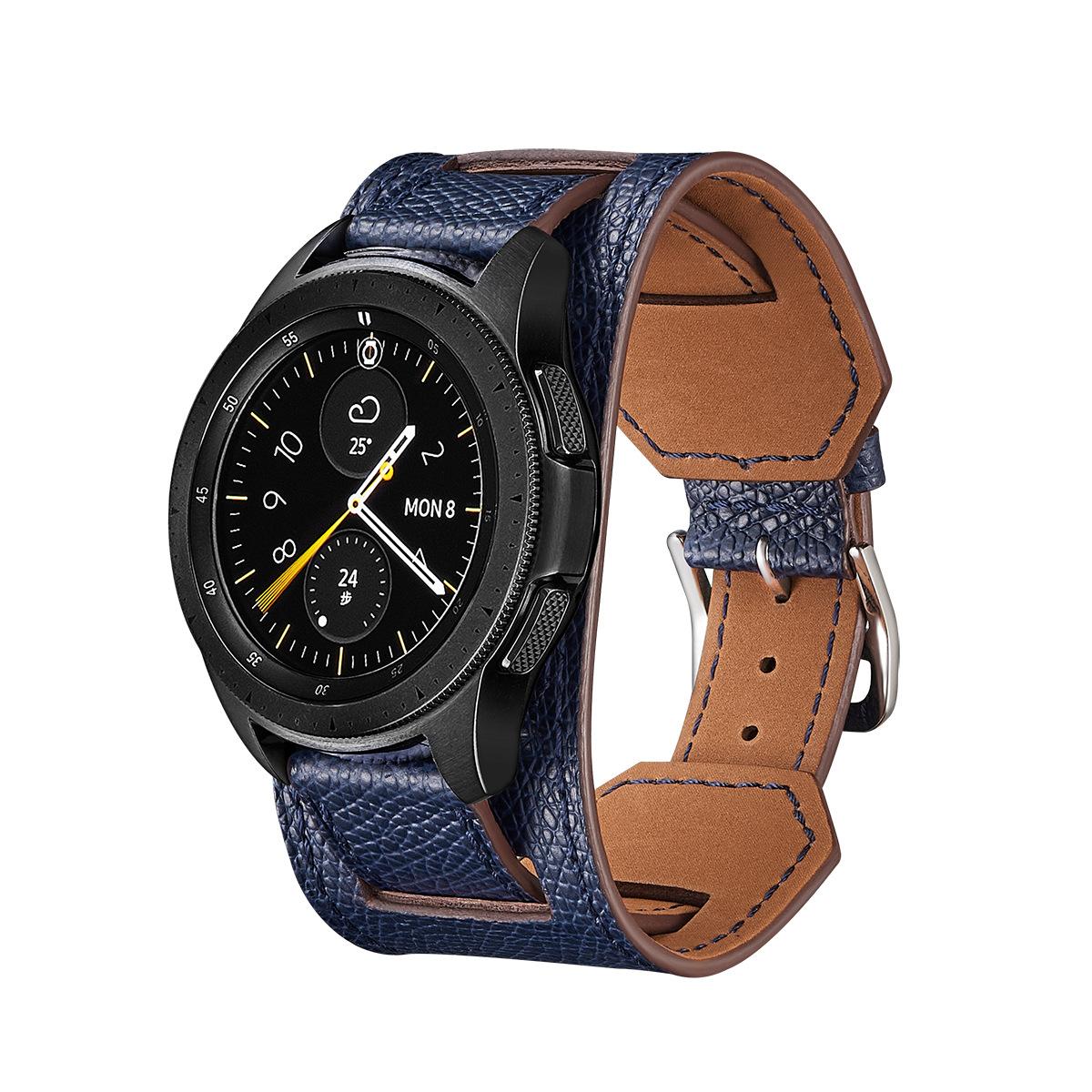

22 мм 20 мм Премиальный кожаный ремешок для Samsung Watch 7 6 5 4 Браслет Ремень для Huawei Watch 4/GT5-4-3-2 Pro Amazfit Bip 6/5 GTR 4 Ремешок for width 22mm темно-синий