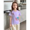 27Home Children's Clothing 2026 Summer New Korean Style Baby Girl Clothes Pure Cotton Cartoon Purple Short-Sleeved T-Shirt Thin Style
